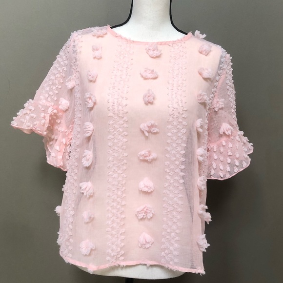 SHEIN Tops - Shein official sheer  pompom blouse